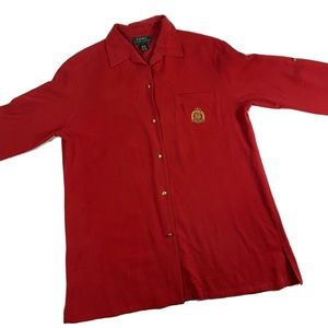 LAUREN Ralph Lauren 100% Silk Shirt BIg Logo great